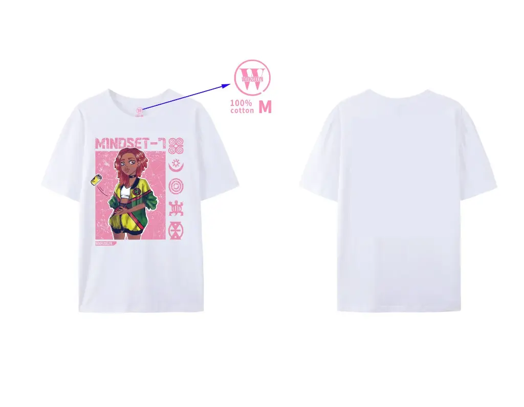 Mindset-7 T-shirt - White & Pink design