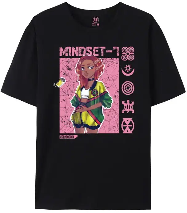 Mindset-7 T-shirt - Black & Pink design