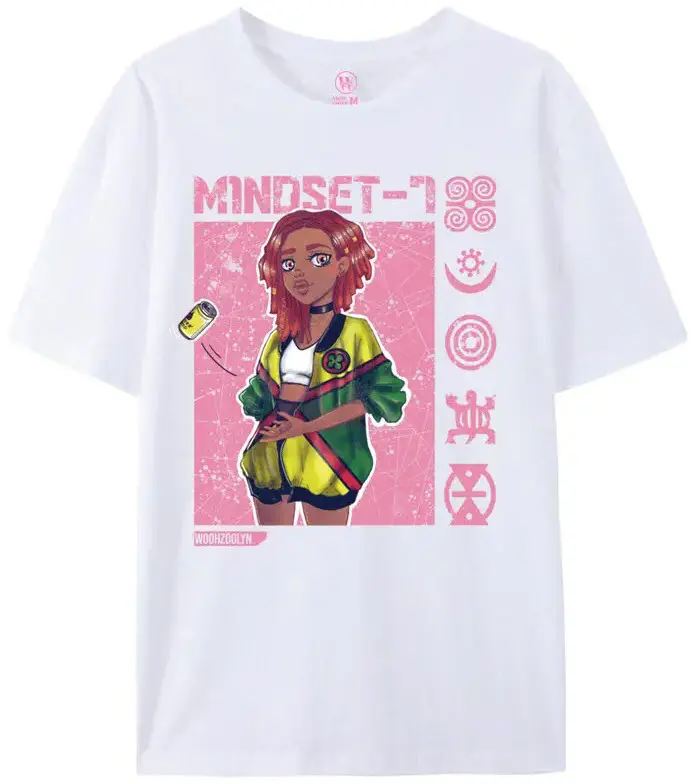 Mindset-7 T-shirt - White & Pink design