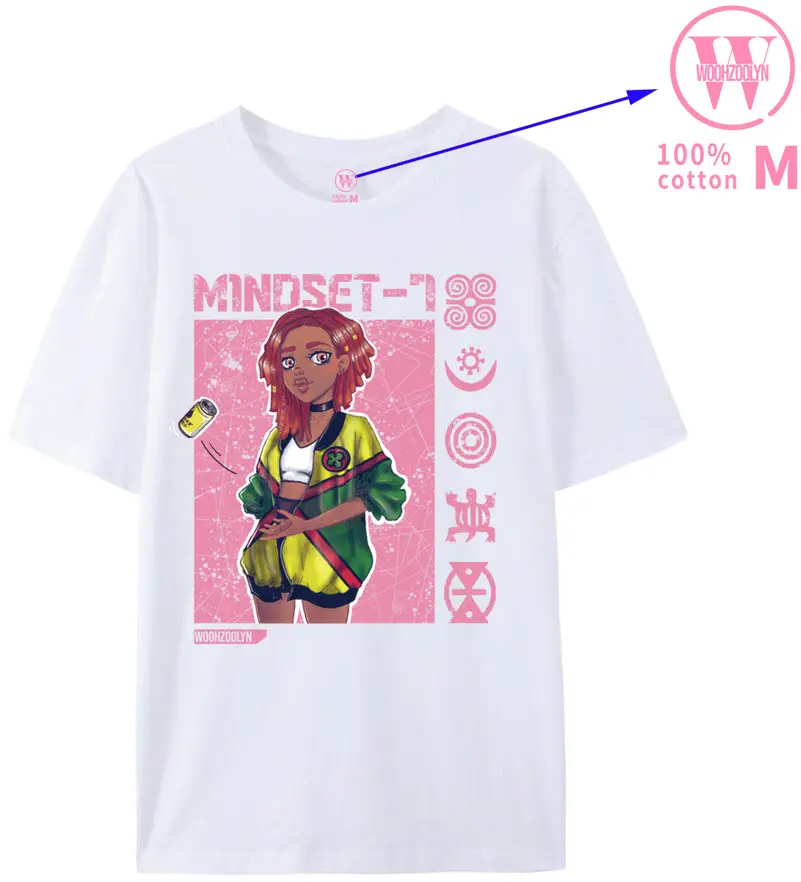 Mindset-7 T-shirt - White & Pink design