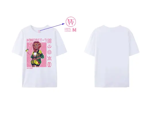 Mindset-7 T-shirt - White & Pink design