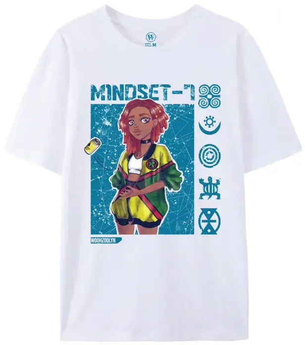 Mindset-7 T-shirt - White & Blue design