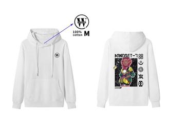 Mindset-7 Hoodie - White & Black design